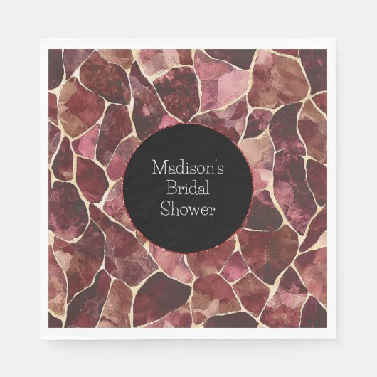 Burgundy Red Chic Abstraktes Brautparty Serviette (Vorderseite)
