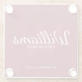 Burgundy Red Classic Script Personalisierte Trauze Glasuntersetzer (Rückseite)