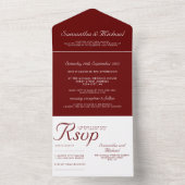 Burgundy Red Clean einfache Hochzeit All In One Einladung (Innen Boden)