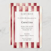 Burgundy Red Cream 50. Geburtstag Einladung (Vorne/Hinten)