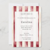 Burgundy Red Cream 50. Geburtstag Einladung (Vorderseite)