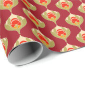 Burgundy Red Cream Art Nouveau Wrapping Paper Geschenkpapier (Rolleneckpunkt)