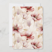 Burgundy Red Cream Floral Brautparty Einladung (Rückseite)