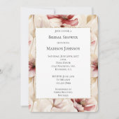 Burgundy Red Cream Floral Brautparty Einladung (Vorderseite)