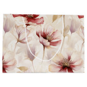 Burgundy Red Cream Floral Brautparty Große Geschenktüte (Rückseite)