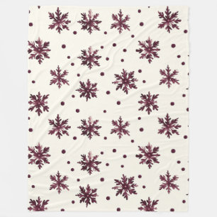 Burgundy Red Cream Snowflakes Weihnachten Fleecedecke