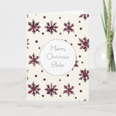 Burgundy Red Cream Snowflakes Weihnachten Karte (Vorderseite)