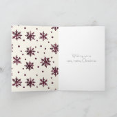Burgundy Red Cream Snowflakes Weihnachten Karte (Innenseite)