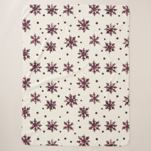 Burgundy Red Cream Snowflakes Weihnachten Sherpadecke