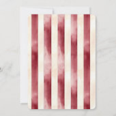 Burgundy Red Cream Stripes Wedding Einladung (Rückseite)
