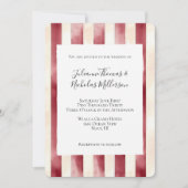 Burgundy Red Cream Stripes Wedding Einladung (Vorderseite)