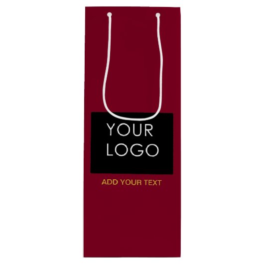 Burgundy Red Customizable Business Add Your Logo Geschenktüte Für Weinflaschen (Vorderseite)
