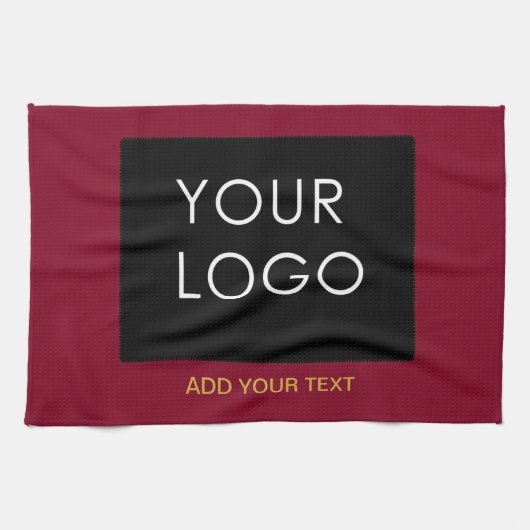 Burgundy Red Customizable Business Add Your Logo Geschirrtuch (Horizontal)