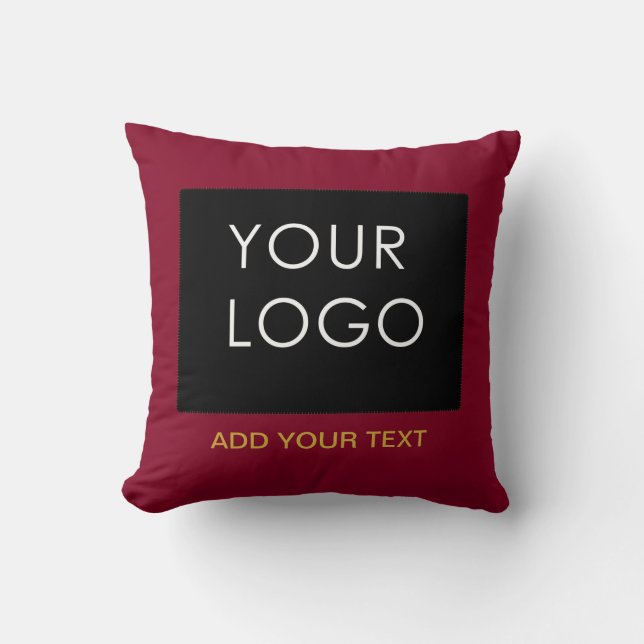 Burgundy Red Customizable Business Add Your Logo Kissen (Vorderseite)