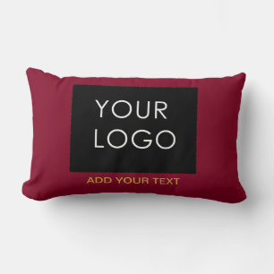 Burgundy Red Customizable Business Add Your Logo Lendenkissen