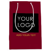 Burgundy Red Customizable Business Add Your Logo Mittlere Geschenktüte (Vorderseite)