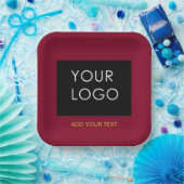 Burgundy Red Customizable Business Add Your Logo Pappteller (Party)