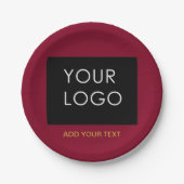 Burgundy Red Customizable Business Add Your Logo Pappteller (Vorderseite)