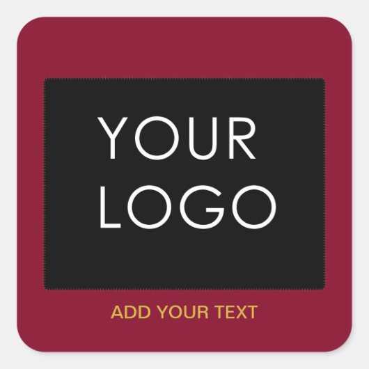 Burgundy Red Customizable Business Add Your Logo Quadratischer Aufkleber (Vorderseite)