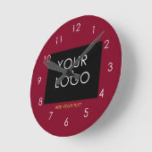 Burgundy Red Customizable Business Add Your Logo Runde Wanduhr (Winkel)