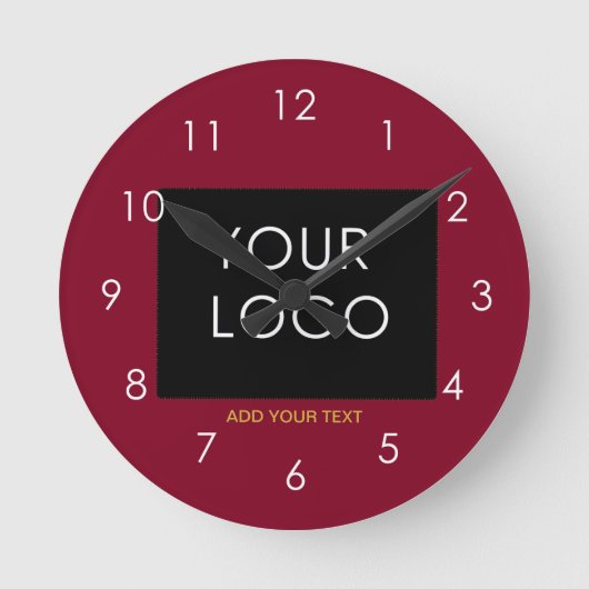 Burgundy Red Customizable Business Add Your Logo Runde Wanduhr (Vorderseite)