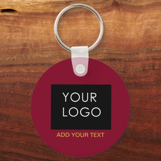 Burgundy Red Customizable Business Add Your Logo Schlüsselanhänger (Rückseite)
