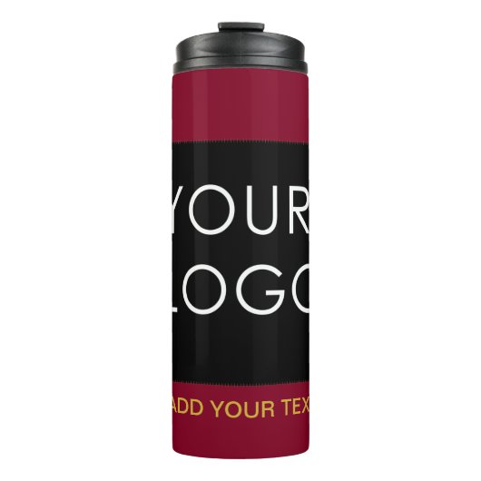 Burgundy Red Customizable Business Add Your Logo Thermosbecher (Vorderseite)