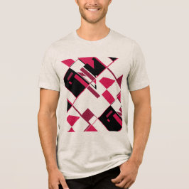 Burgundy Red Diagonal Geometric Shapes Tri-Blend Shirt