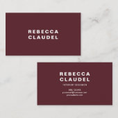 Burgundy Red Einfache Personalisierte Visitenkarte (Vorne/Hinten)