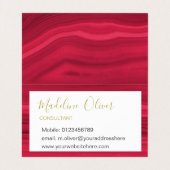 Burgundy Red Elegant Agate Modern Jewel Stilvoll Visitenkarten (Innenseite Aufgefaltet)