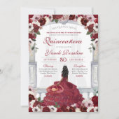 Burgundy Red Elegant Charro Princess Quinceanera Einladung (Vorderseite)