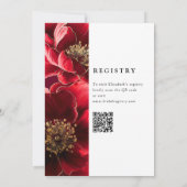 Burgundy Red Elegant Floral QR Code Brautparty Einladung (Rückseite)