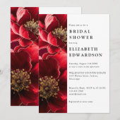 Burgundy Red Elegant Floral QR Code Brautparty Einladung (Vorne/Hinten)