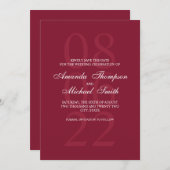 Burgundy Red Elegant Wedding Save the Date (Vorne/Hinten)