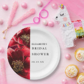 Burgundy Red Elegante Modernes Brautparty Pappteller (Party)