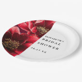 Burgundy Red Elegante Modernes Brautparty Pappteller (Schrägansicht)