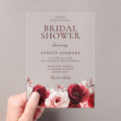 Burgundy Red Elegante: Rote Rose Brautparty Acryleinladungen (Insitu (Handheld))