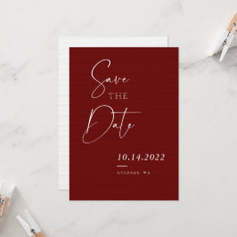 Burgundy Red Fall Chic Skript Save the Date Einladung