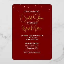 Burgundy Red Falling Hearts Brautparty Folieneinladung