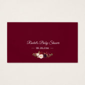 Burgundy Red Floral Baby Dusche Windeln Raffel (Rückseite)