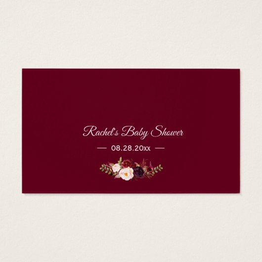 Burgundy Red Floral Baby Dusche Windeln Raffel (Rückseite)