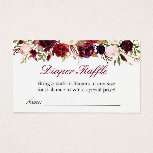 Burgundy Red Floral Baby Dusche Windeln Raffel (Vorderseite)