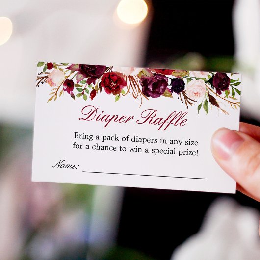 Burgundy Red Floral Baby Dusche Windeln Raffel