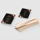 Burgundy Red Floral Black Gold Wedding Program Fächer (Non-assembled)