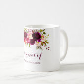 Burgundy Red Floral Boho Pensionierung Party Gesch Kaffeetasse (VorderseiteRechts)