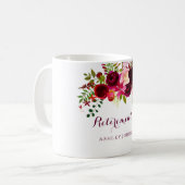 Burgundy Red Floral Boho Pensionierung Party Gesch Kaffeetasse (Vorderseite Links)