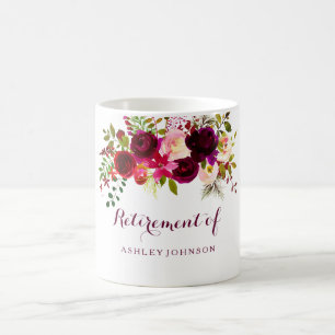 Burgundy Red Floral Boho Pensionierung Party Gesch Kaffeetasse