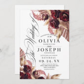 Burgundy Red Floral Boho Rustic Wedding Einladung (Vorne/Hinten)
