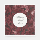 Burgundy Red Floral Brautparty Serviette (Vorderseite)
