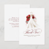 Burgundy Red Floral Brautparty Vielen Dank Dankeskarte (Vorne/Hinten)